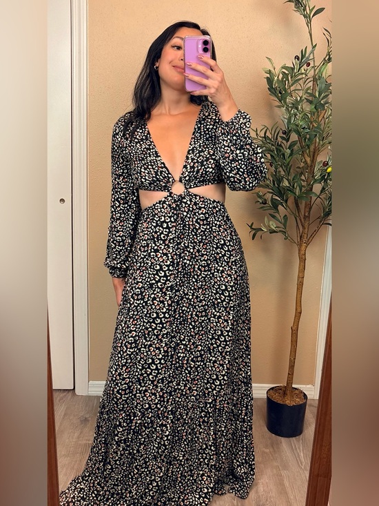 Dresses & Skirts - Nordstrom | Black Floral Cutout Maxi Dress with Ring Detail